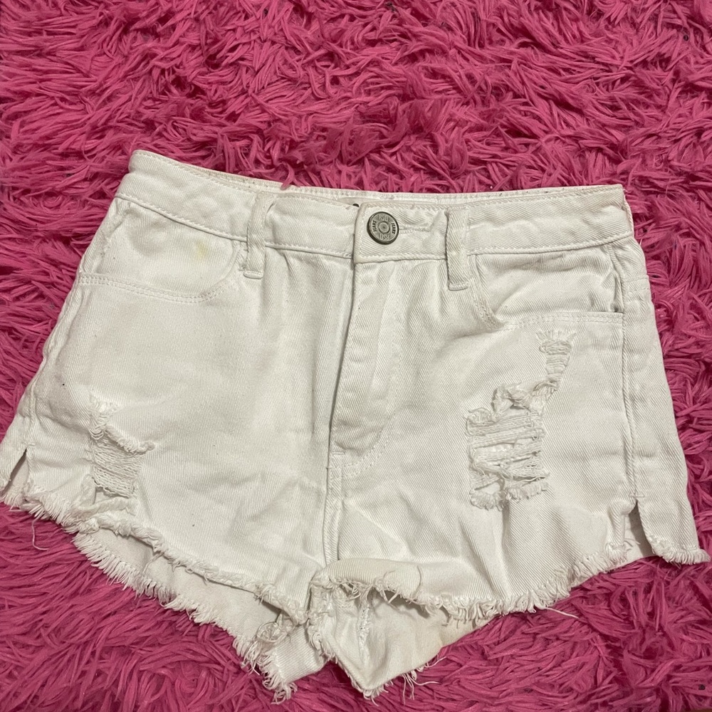 white denim shorts